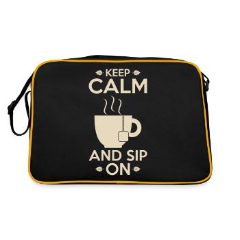Teeliebhaber-Geschenk: Ruhe bewahren und schlürfen - Retro Tasche - Schwarz/Gold - Hinten