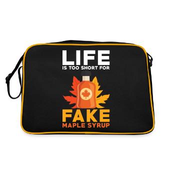 La vie d’un amateur de sirop d’érable est trop courte pour un faux érable - Sac Retro - noir/or - Dos