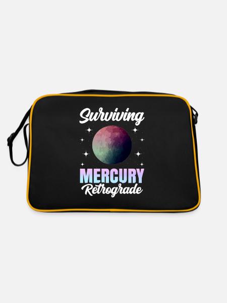 Rückläufige Planeten Merkur Rückläufig - Retro Tasche - Schwarz/Gold - Hinten