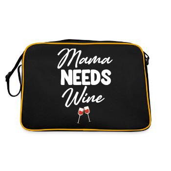 Mama Braucht Wein Lustige Erziehung Mama - Retro Tasche - Schwarz/Gold - Hinten