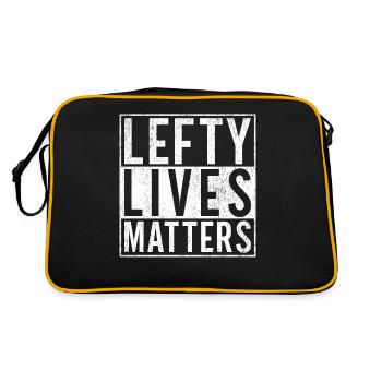 Left Handers Gifts - Retro Tasche - Schwarz/Gold - Hinten