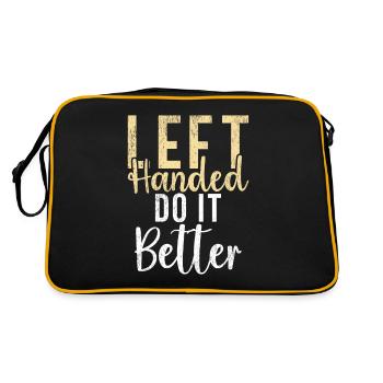 Left Handers Gifts - Retro Tasche - Schwarz/Gold - Hinten