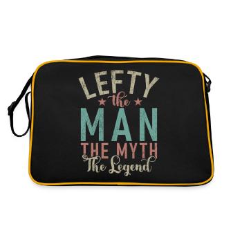 Left Handers Gifts - Retro Tasche - Schwarz/Gold - Hinten
