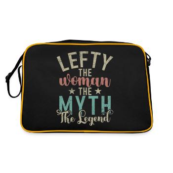 Left Handers Gifts - Retro Tasche - Schwarz/Gold - Hinten