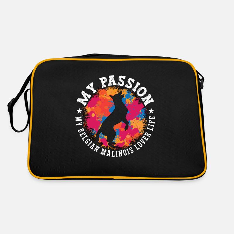 Belgian Malinois Lover My Passion My Working Dog - Retro Tasche - Schwarz/Gold