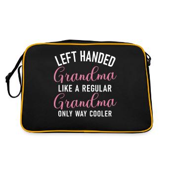 Left Handers Gifts - Retro Tasche - Schwarz/Gold - Hinten
