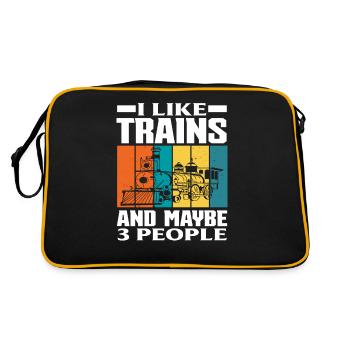 Retro Ich Mag Zug Züge 3 Leute - Retro Tasche - Schwarz/Gold - Hinten