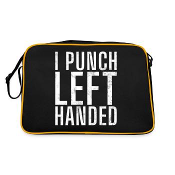 Left Handers Gifts - Retro Tasche - Schwarz/Gold - Hinten