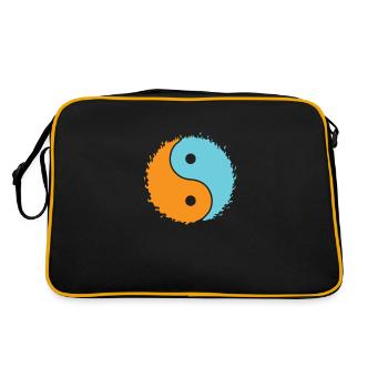 Symbole Orange, Bleu, Yin et Yang - Sac Retro - noir/or - Dos