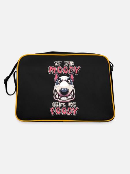 Bull Terrier Drôle Si Dans Moody Donnez-moi Foody - Sac Retro - noir/or - Dos