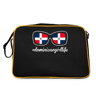 Dominikanisches Mädchen Leben Stolz Camiseta - Retro Tasche - Schwarz/Gold - Hinten
