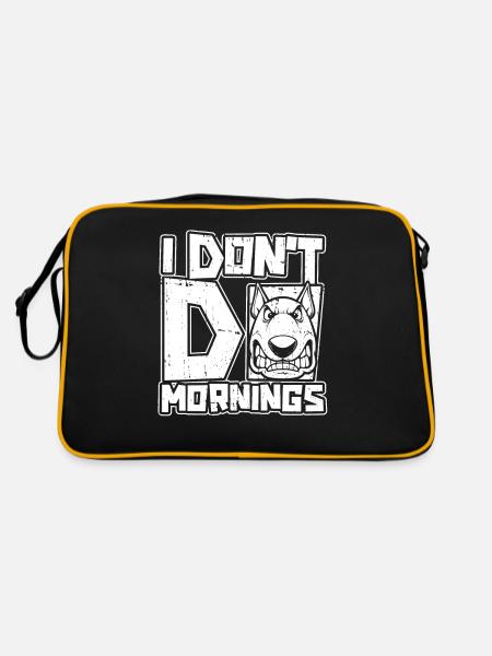 Bull Terrier Drôle Je Ne Fais Pas De Matins - Sac Retro - noir/or - Dos