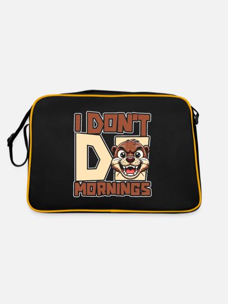 Otter Lustig I Dont Do Mornings - Retro Tasche - Schwarz/Gold - Hinten