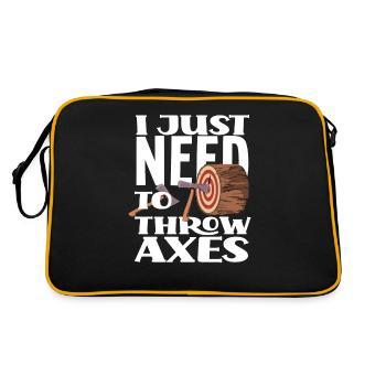 Ich Muss Nur Äxte Werfen - Retro Tasche - Schwarz/Gold - Hinten