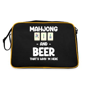 Mahjong et bière, c’est pour ça que je suis là - Sac Retro - noir/or - Dos