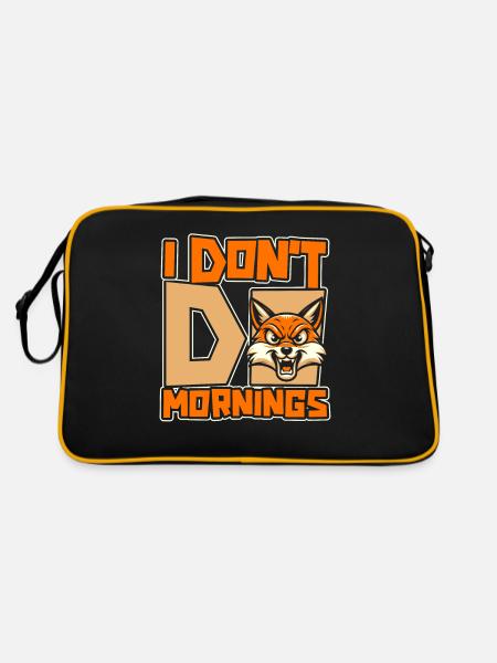 Fuchs Lustig I Dont Do Mornings - Retro Tasche - Schwarz/Gold - Hinten