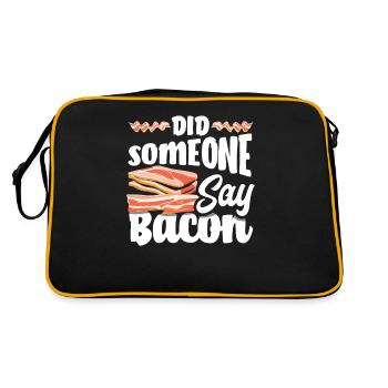 Speck Bacon Liebhaber Spruch Geschenkidee - Retro Tasche - Schwarz/Gold - Hinten