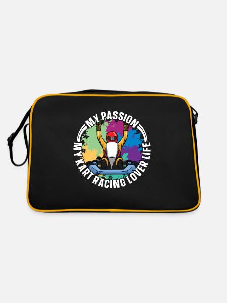 Amateur de courses de karting Ma passion Mon kart Motorsport - Sac Retro - noir/or - Dos