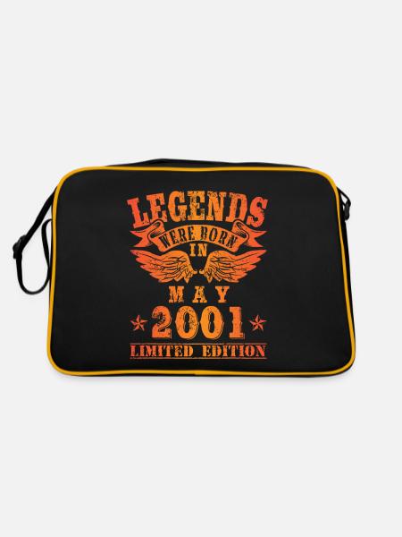 Legends were born in Mai 2001 Geburtstag - Retro Tasche - Schwarz/Gold - Hinten