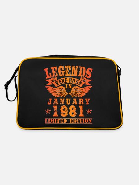 Legends were born in Januar 1981 Geburtstag - Retro Tasche - Schwarz/Gold - Hinten