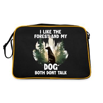 Cute dog trekking T for hiking with your dog - Retro Bag - black/gold - Back