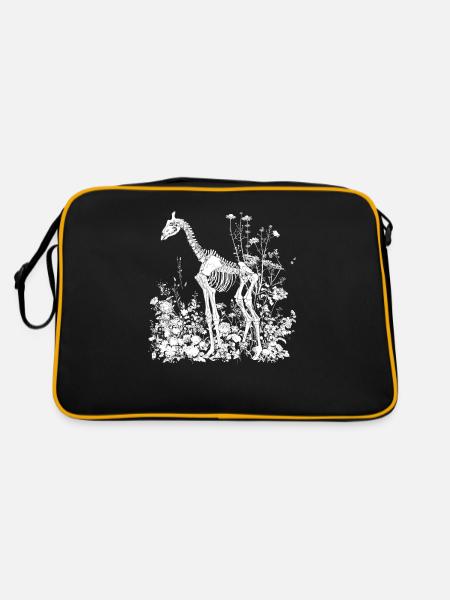 Giraffe Flower Skeleton Flower Animal - Retro Bag - black/gold - Back