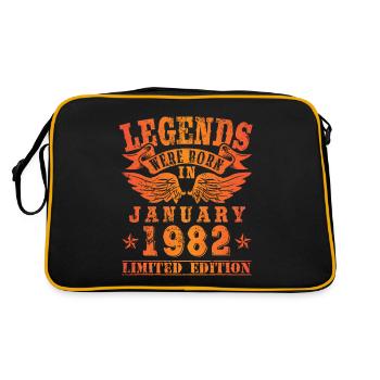 Legends were born in Januar 1982 Geburtstag - Retro Tasche - Schwarz/Gold - Hinten