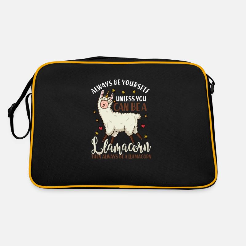 Always be Yourself Funny Llamacorn Gift - Retro Tasche - Schwarz/Gold