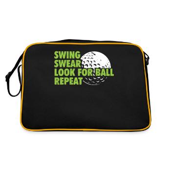 Swing Swear Look For Repeat Funny Golf Golfer - Retro Bag - black/gold - Back