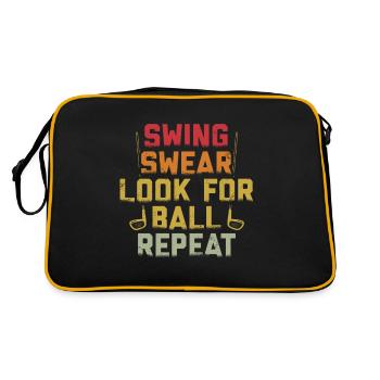Swing Swear Look For Repeat Funny Golf Golfer - Retro Bag - black/gold - Back