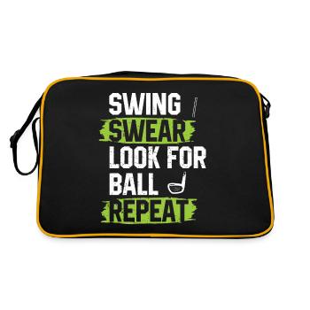 Swing Swear Look For Repeat Funny Golf Golfer - Retro Bag - black/gold - Back