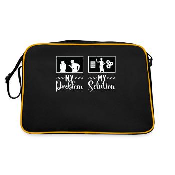 Project Manager My Problem My Pictogram Mom Dad - Retro Tasche - Schwarz/Gold - Hinten