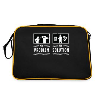 Project Manager My Problem My Pictogram Dad Mom - Retro Tasche - Schwarz/Gold - Hinten