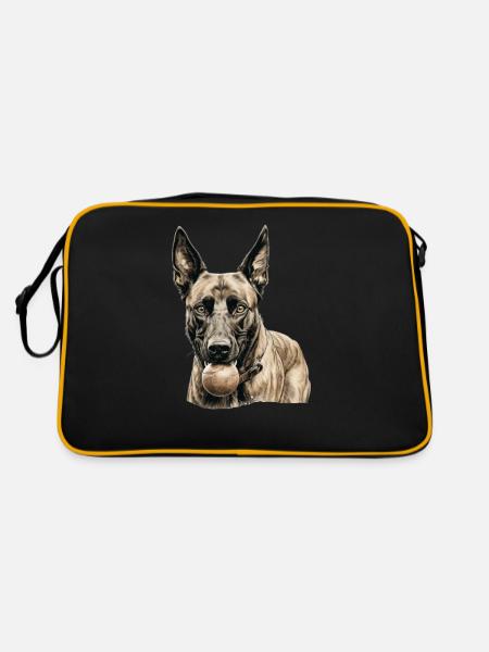 Belgischer Schäferhund T Hundehalter Malinois - Retro Tasche - Schwarz/Gold - Hinten