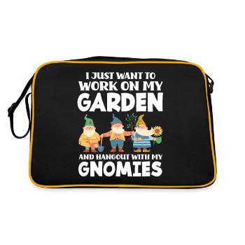 Garten Gärtner Zwerge - Retro Tasche - Schwarz/Gold - Hinten