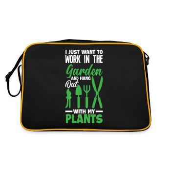 Garten Pflanzen Spruch Gärtner - Retro Tasche - Schwarz/Gold - Hinten