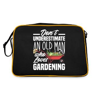 Garten Alter Mann - Retro Tasche - Schwarz/Gold - Hinten
