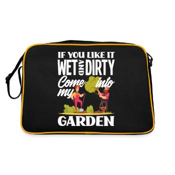 Gartenarbeit Wortspiel - Retro Tasche - Schwarz/Gold - Hinten