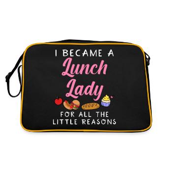Ich wurde eine Lunch Lady aus all den kleinen Grün - Retro Tasche - Schwarz/Gold - Hinten