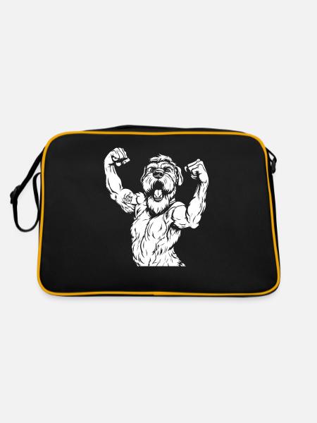 Wheaten Terrier I Love Mom - Retro Tasche - Schwarz/Gold - Hinten