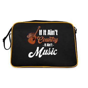 Wenn Es Nicht Country Ist, Ist Es Keine Musik, - Retro Tasche - Schwarz/Gold - Hinten