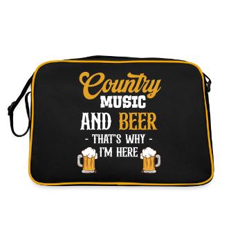 Country-musik Und Bier Darum Bin Ich Hier - Retro Tasche - Schwarz/Gold - Hinten