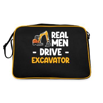 Echte Männer Antrieb Bagger Bagger Bagger Bagger - Retro Tasche - Schwarz/Gold - Hinten