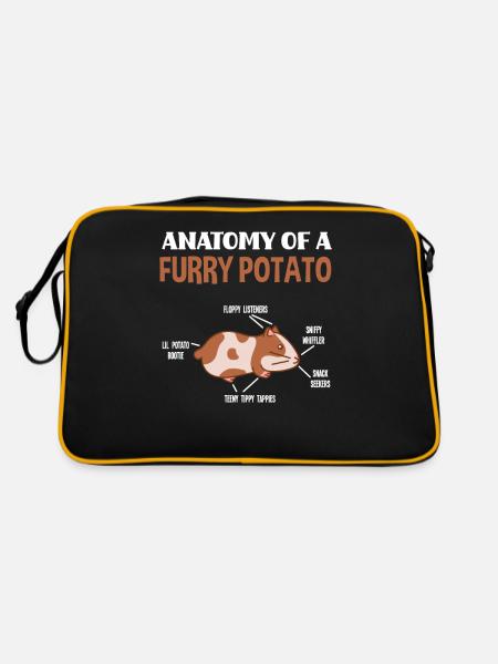 Anatomie Nager Meerschweinchen - Retro Tasche - Schwarz/Gold - Hinten