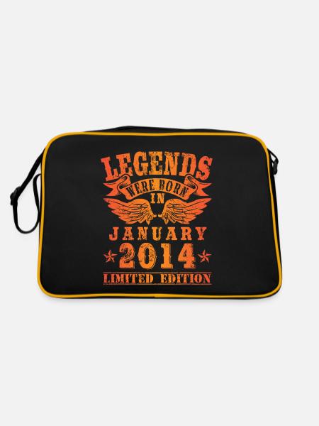Legends were born in Januar 2014 Geburtstag - Retro Tasche - Schwarz/Gold - Hinten