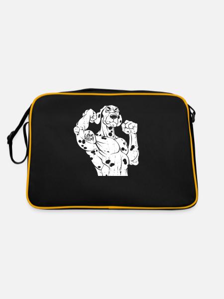 Dalmatian Biceps Tattoo I Love Mom - Retro Bag - black/gold - Back