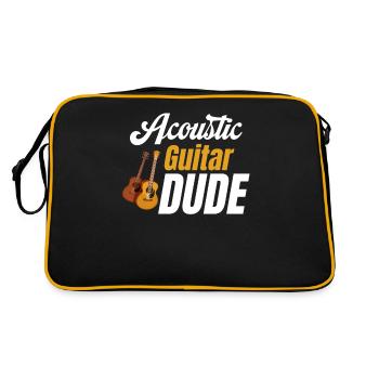 Guitare Acoustique, Mec, Guitariste, Amoureux, Rocker Band - Sac Retro - noir/or - Dos