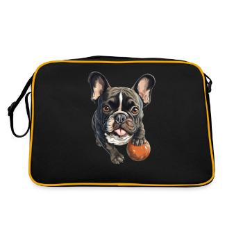 Cute French Bulldog dog holder T for Frenchie fans - Retro Bag - black/gold - Back