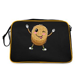 Kiwi fruit Kawaii émoticône - Sac Retro - noir/or - Dos