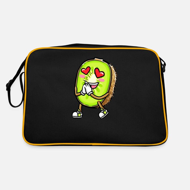 Kiwi fruit Kawaii émoticône - Sac Retro - noir/or